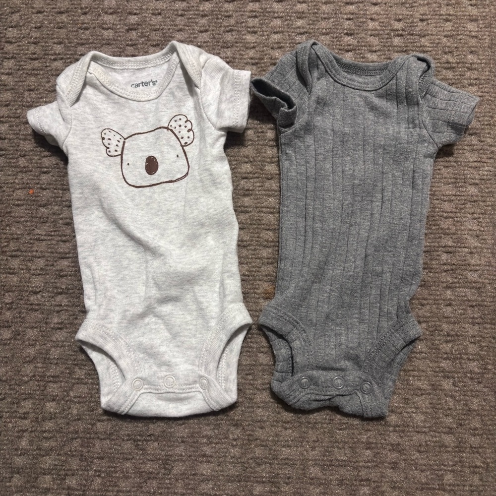 Carter's Light Gray and Dark Gray Koala Bodysuit Duo